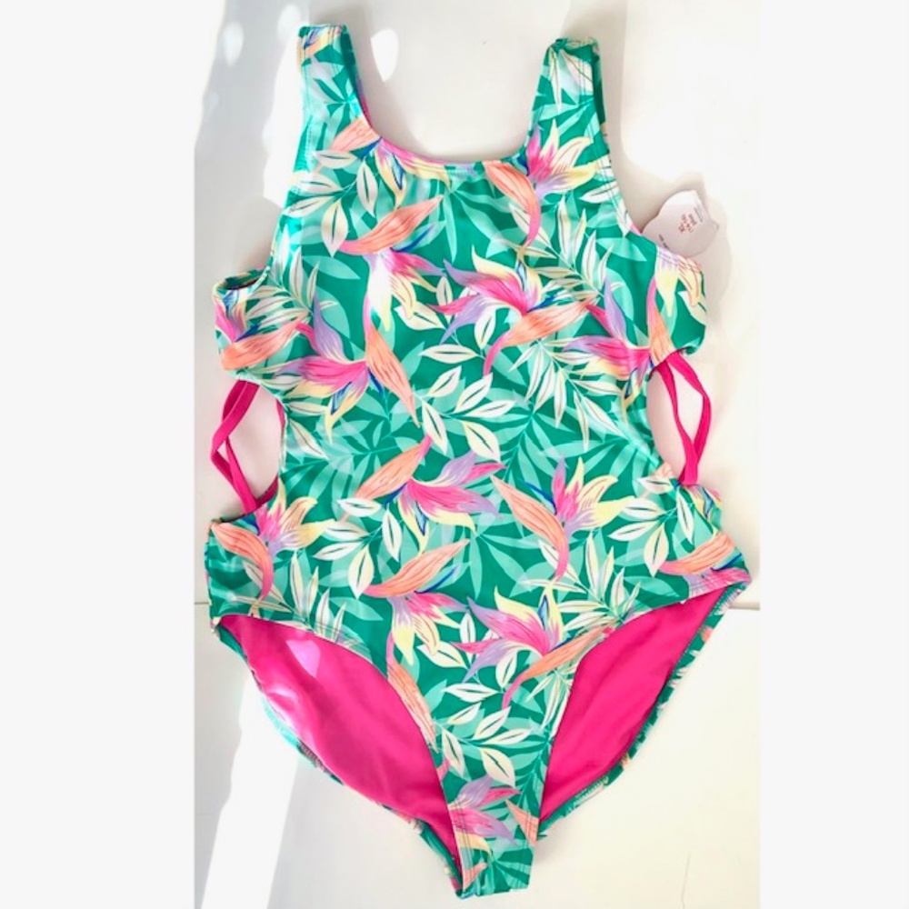 Wonder Nation Girls Tropical One Piece Swimsuit NWT